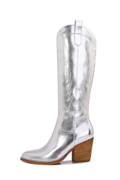 Melody Metallic Knee High Cowboy Boots - Mythical Kitty Boutique