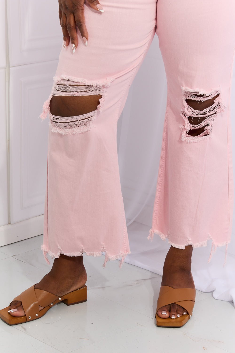 Miley Distressed Ankle Flare Jeans - Mythical Kitty Boutique