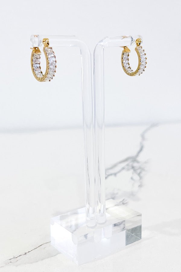 Natural Elements White Pave Hoops - Mythical Kitty Boutique