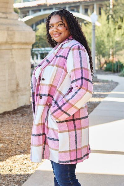 Nikki Plaid Button Up Lapel Collar Coat - Mythical Kitty Boutique