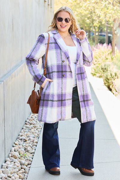 Nikki Plaid Button Up Lapel Collar Coat - Mythical Kitty Boutique