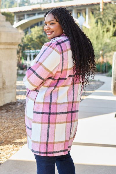 Nikki Plaid Button Up Lapel Collar Coat - Mythical Kitty Boutique