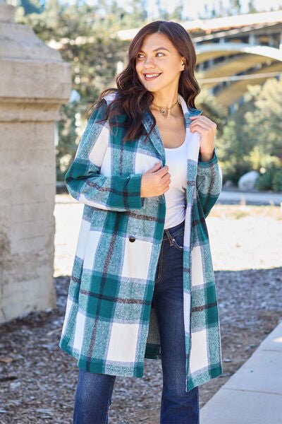 Nikki Plaid Button Up Lapel Collar Coat - Mythical Kitty Boutique