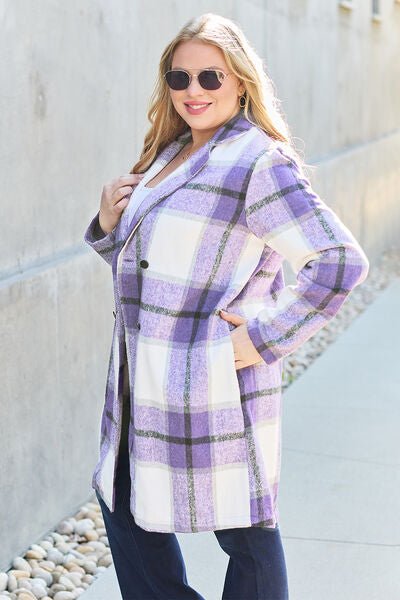 Nikki Plaid Button Up Lapel Collar Coat - Mythical Kitty Boutique