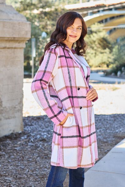 Nikki Plaid Button Up Lapel Collar Coat - Mythical Kitty Boutique