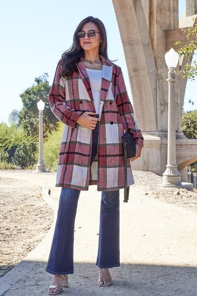Nikki Plaid Button Up Lapel Collar Coat - Mythical Kitty Boutique