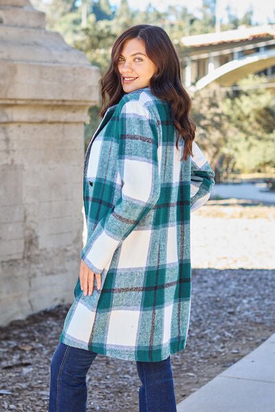 Nikki Plaid Button Up Lapel Collar Coat - Mythical Kitty Boutique