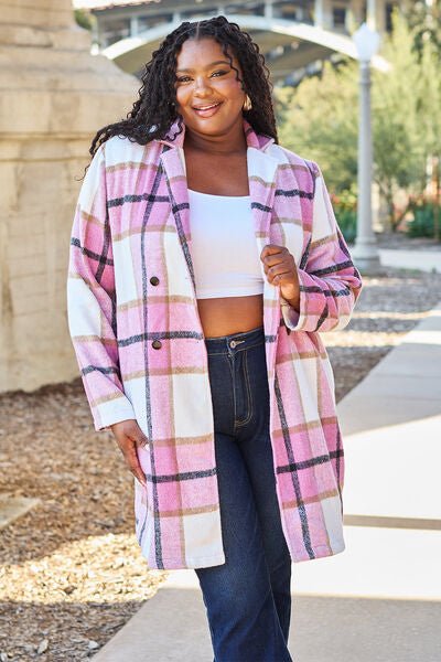 Nikki Plaid Button Up Lapel Collar Coat - Mythical Kitty Boutique