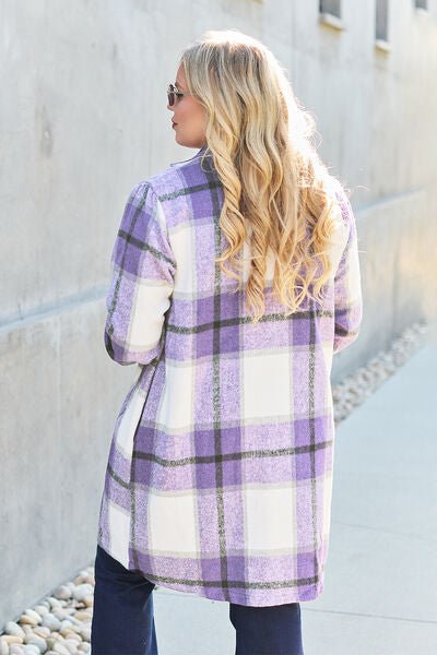 Nikki Plaid Button Up Lapel Collar Coat - Mythical Kitty Boutique