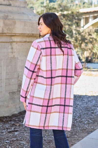Nikki Plaid Button Up Lapel Collar Coat - Mythical Kitty Boutique