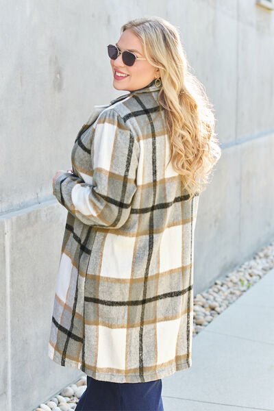 Nikki Plaid Button Up Lapel Collar Coat - Mythical Kitty Boutique