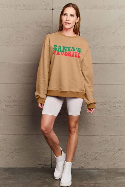 SANTA'S FAVORITE Round Neck Sweatshirt - Mythical Kitty Boutique