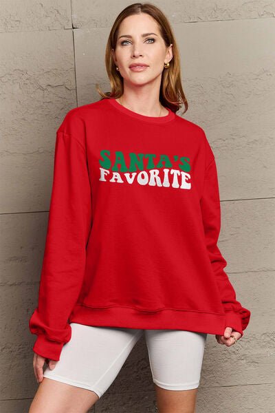 SANTA'S FAVORITE Round Neck Sweatshirt - Mythical Kitty Boutique