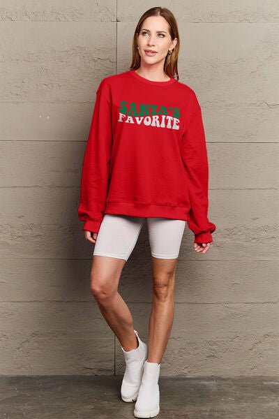 SANTA'S FAVORITE Round Neck Sweatshirt - Mythical Kitty Boutique