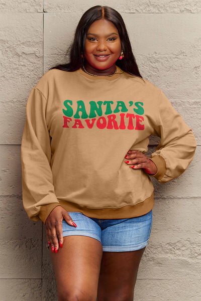 SANTA'S FAVORITE Round Neck Sweatshirt - Mythical Kitty Boutique