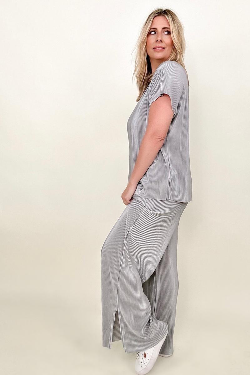 Satin Plisse Palazzo Pants with Pockets - Mythical Kitty Boutique