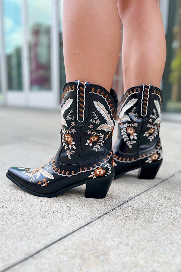 Shania Black Western Booties - Mythical Kitty Boutique