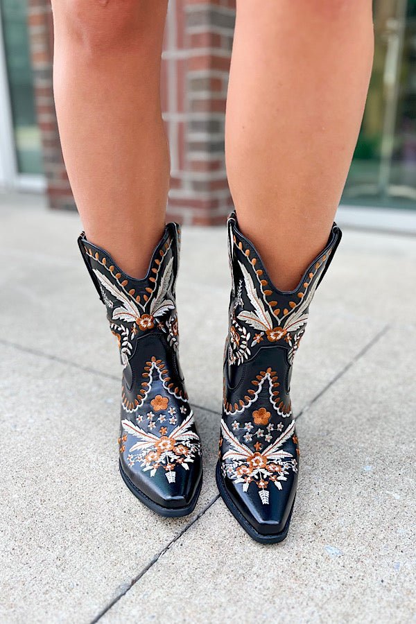 Shania Black Western Booties - Mythical Kitty Boutique