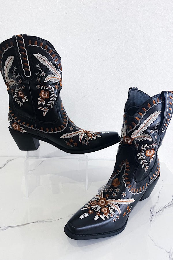 Shania Black Western Booties - Mythical Kitty Boutique