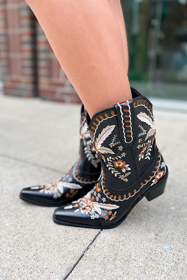 Shania Black Western Booties - Mythical Kitty Boutique