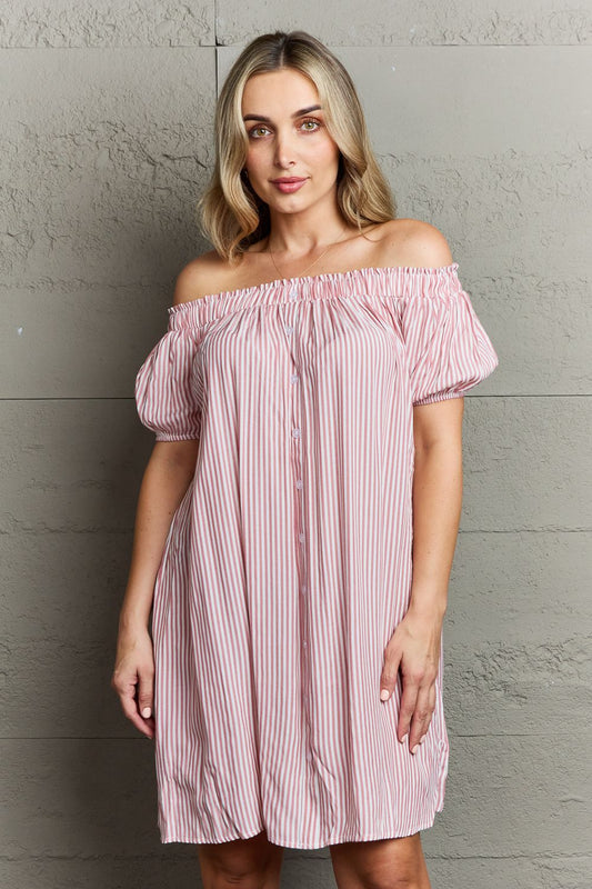 Show Compassion Off The Shoulder Mini Dress - Mythical Kitty Boutique
