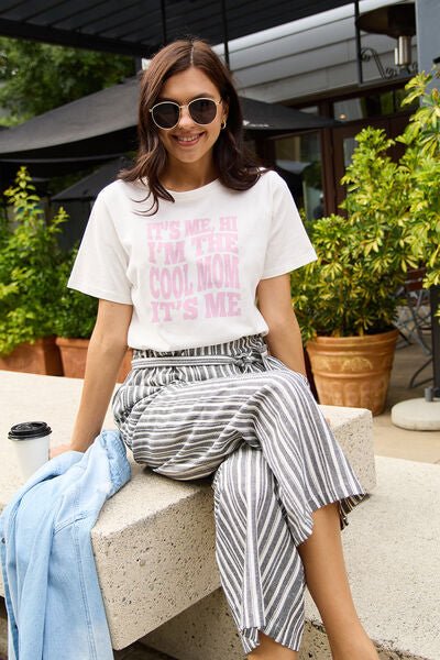 Simply Love Full Size IT'S ME,HI I'M THE COOL MOM IT'S ME Round Neck T-Shirt - Mythical Kitty Boutique