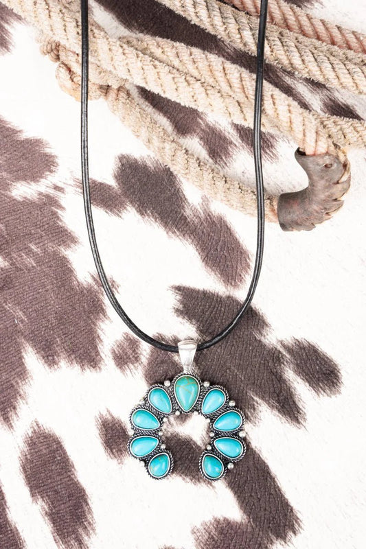 Squash Blossom Turquoise Pendant Necklace - Mythical Kitty Boutique