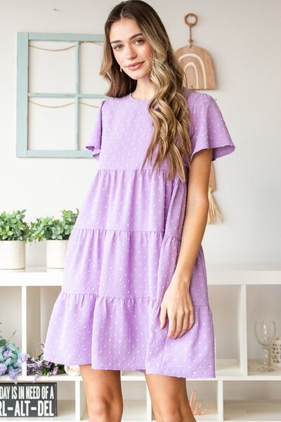 Swiss Dot Short Sleeve Tiered Dress - Mythical Kitty Boutique