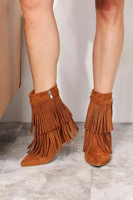 Tassel Wedge Heel Ankle Booties - Mythical Kitty Boutique