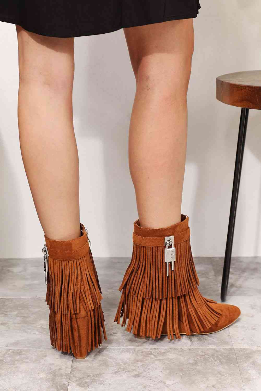Tassel Wedge Heel Ankle Booties - Mythical Kitty Boutique