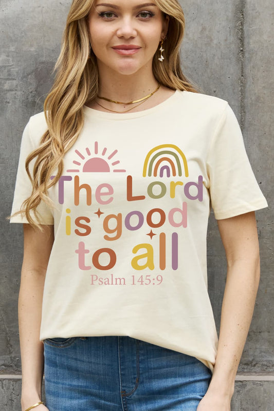 THE LORD IS GOOD TO ALL PSALM 145:9 Graphic Cotton Tee - Mythical Kitty Boutique