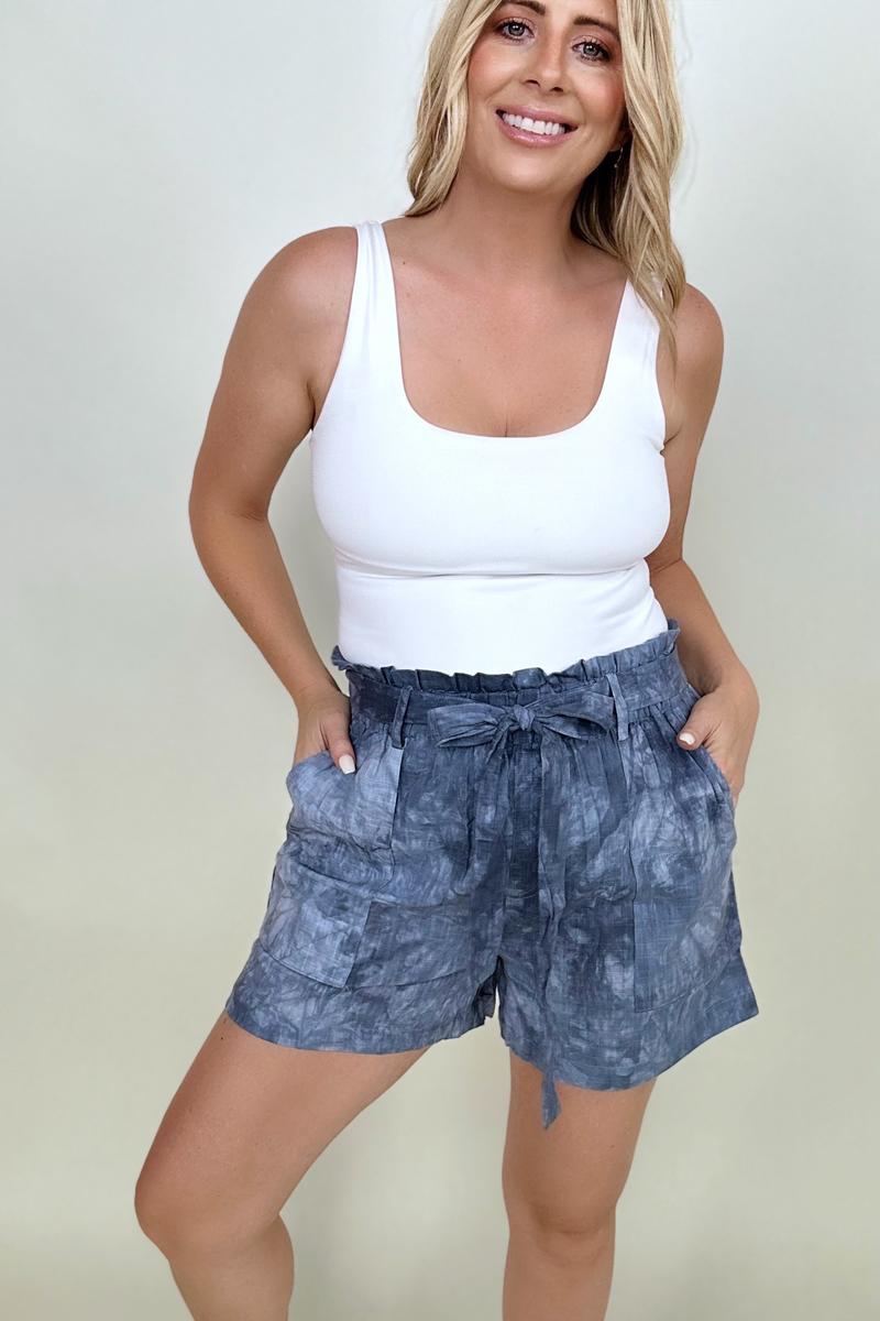 Tie Dye Casual Shorts With Belt - Mythical Kitty Boutique