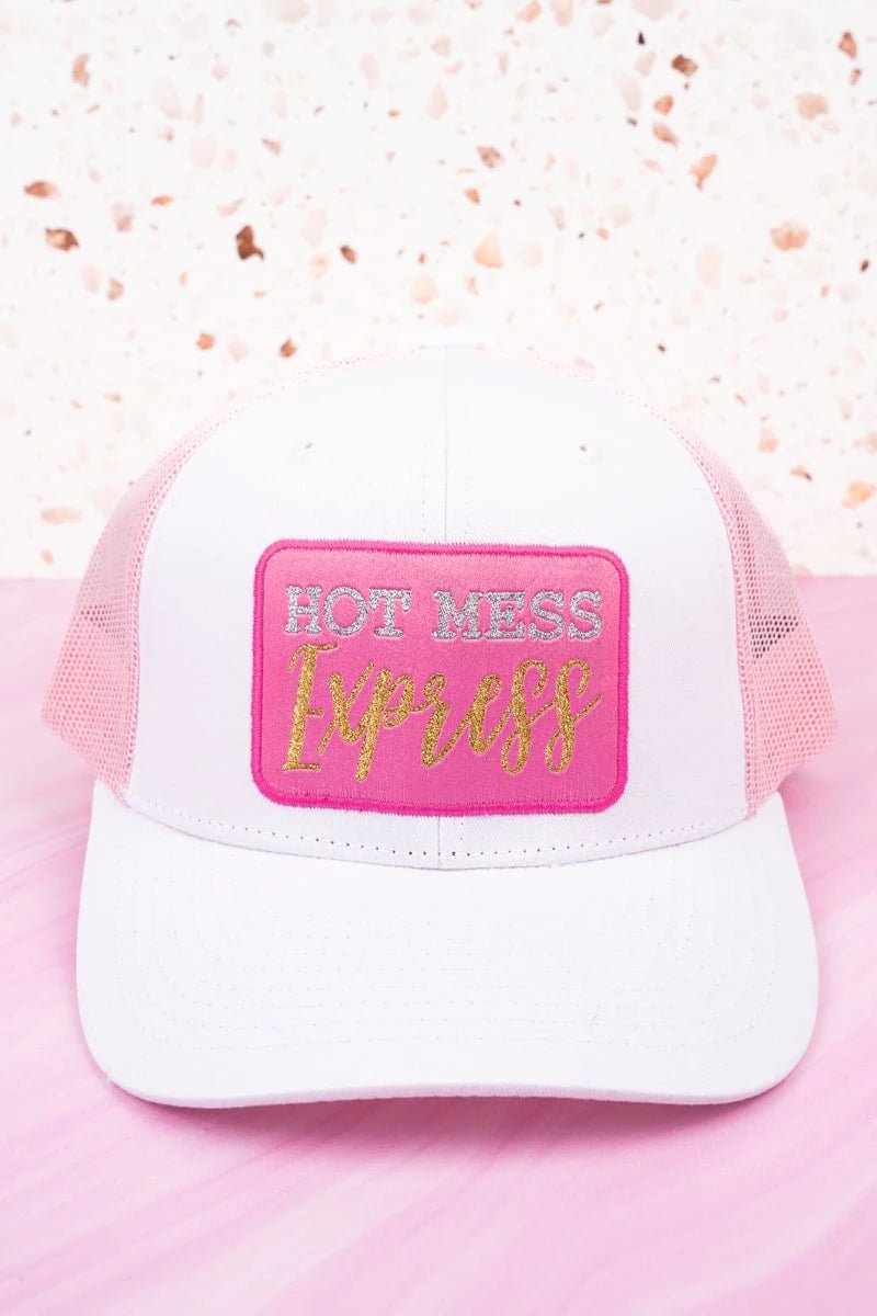 White and Pink 'Hot Mess Express' Mesh Cap - Mythical Kitty Boutique