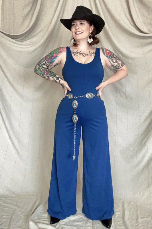 Wide Leg Sleeveless Jumpsuit With Built-In Bra - Mythical Kitty Boutique