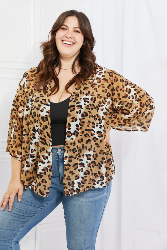 Wild Muse Animal Print Kimono in Camel - Mythical Kitty Boutique