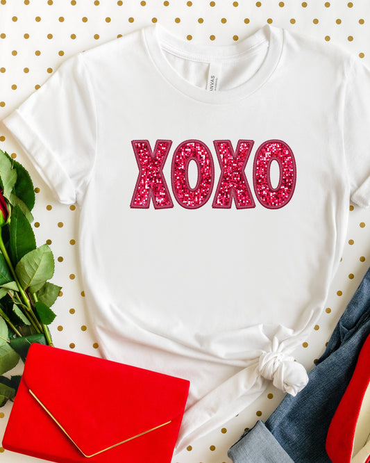 XOXO FAUX SEQUIN TEE (BELLA CANVAS) - Mythical Kitty Boutique